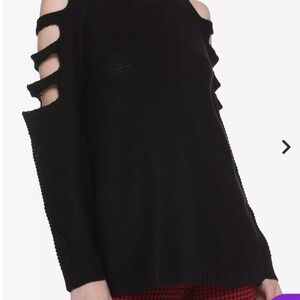 Hot Topic Black Shoulder Slashes Girls Sweater NWT M